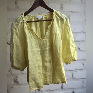 J. Jill Light Yellow Linen  Blouse-  Small